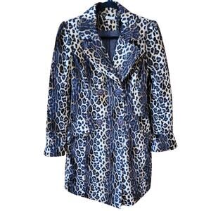 Vintage Leopard Print Faux Fur Coat Mid Length Double Breasted Y Apparel USA